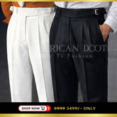 Black & White Classic Combo Double Buckle Gurkha Pant By American Dcot (Pack of 2)