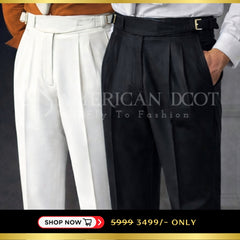 Black & White Classic Combo Double Buckle Gurkha Pant By American Dcot (Pack of 2)