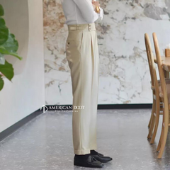 Beige Signature Double Button Gurkha Pant By American Dcot