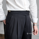 Black Classic Double Button Gurkha Pant By American Dcot