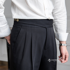 Black Classic Double Button Gurkha Pant By American Dcot