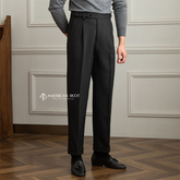 Black Vintage Formal Double Buttoned Slim Fit Gurkha Pant