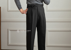 Black Vintage Formal Double Buttoned Slim Fit Gurkha Pant