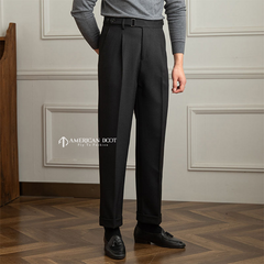 Black Vintage Formal Double Buttoned Slim Fit Gurkha Pant