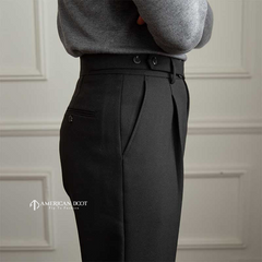 Black Vintage Formal Double Buttoned Slim Fit Gurkha Pant