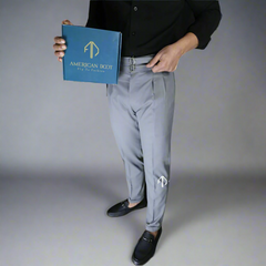 Gray Vintage Formal Double Buttoned Slim Fit Gurkha Pant