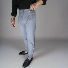 Gray Vintage Formal Double Buttoned Slim Fit Gurkha Pant
