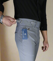 Dark Grey Single Buckle Gurkha Pant By American Dcot