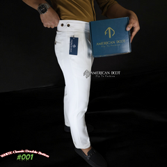 White Signature Double Button Gurkha Pant By American Dcot