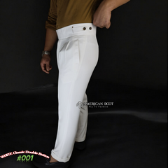 White Signature Double Button Gurkha Pant By American Dcot