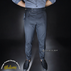 Black Vintage Formal Double Buttoned Slim Fit Gurkha Pant