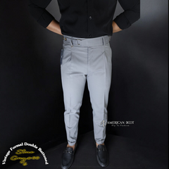 Stone Grey Classic Double Buckle Gurkha Pant By American Dcot