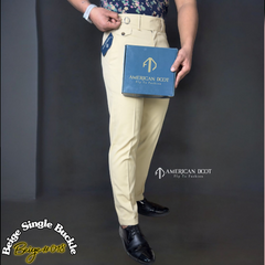 Beige Single Buckle Gurkha Pant By American Dcot