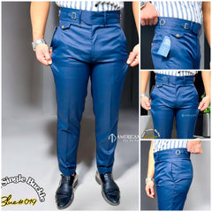 Navy Blue Single Buckle Gurkha Pant By American Dcot