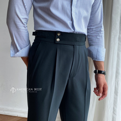 Navy Blue Signature Double Button Gurkha Pant By American Dcot