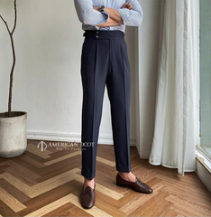 Navy Blue Signature Double Button Gurkha Pant By American Dcot