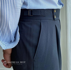 Navy Blue Signature Double Button Gurkha Pant By American Dcot