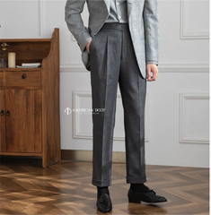 Stone Grey Classic Single Buckle Gurkha Pant By American Dcot