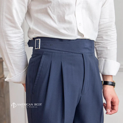 Navy Blue Classic Single Buckle Gurkha Pant By American Dcot