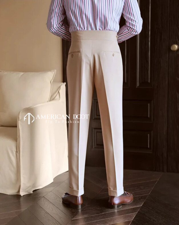 Beige Classic Double Button Gurkha Pant By American Dcot