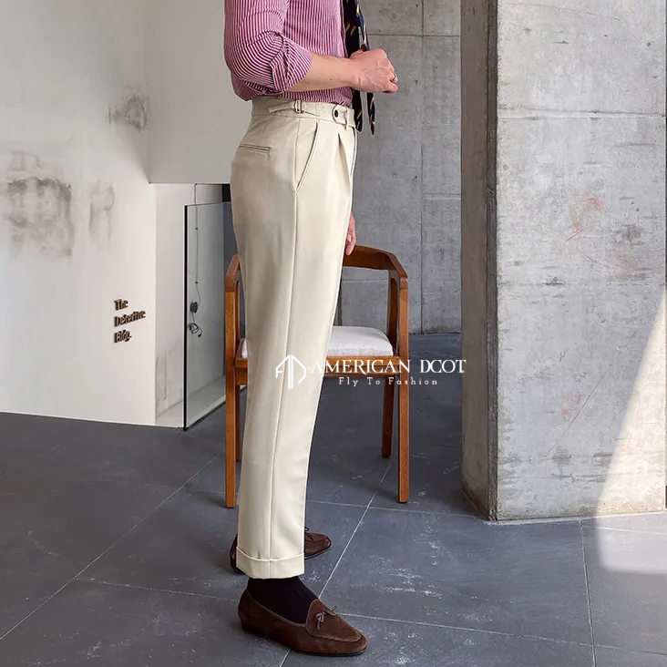 Beige Signature Button Gurkha Pant By American Dcot