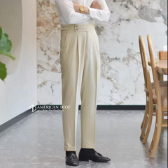Beige Signature Double Button Gurkha Pant By American Dcot