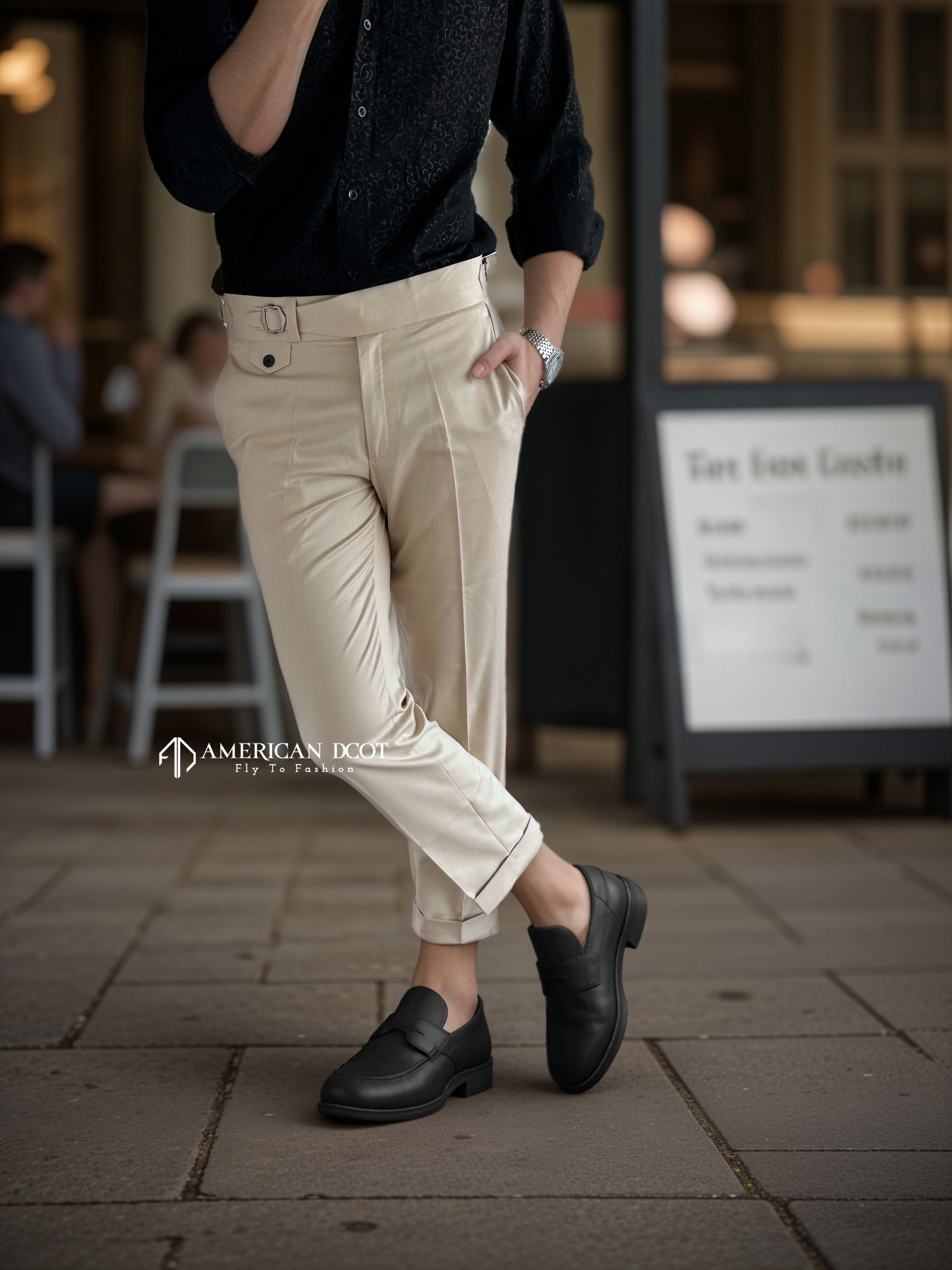 Beige Single Buckle Gurkha Pant By American Dcot