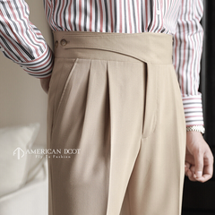 Beige Classic Double Button Gurkha Pant By American Dcot