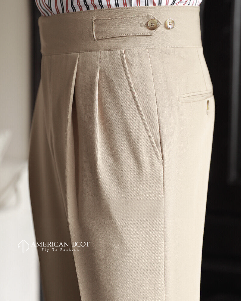 Beige Classic Double Button Gurkha Pant By American Dcot