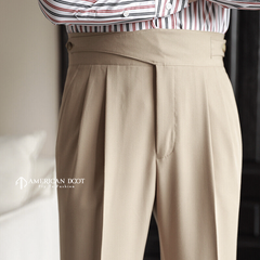 Beige Classic Double Button Gurkha Pant By American Dcot