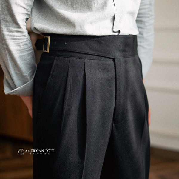 Black & White Classic Combo Double Buckle Gurkha Pant By American Dcot (Pack of 2)