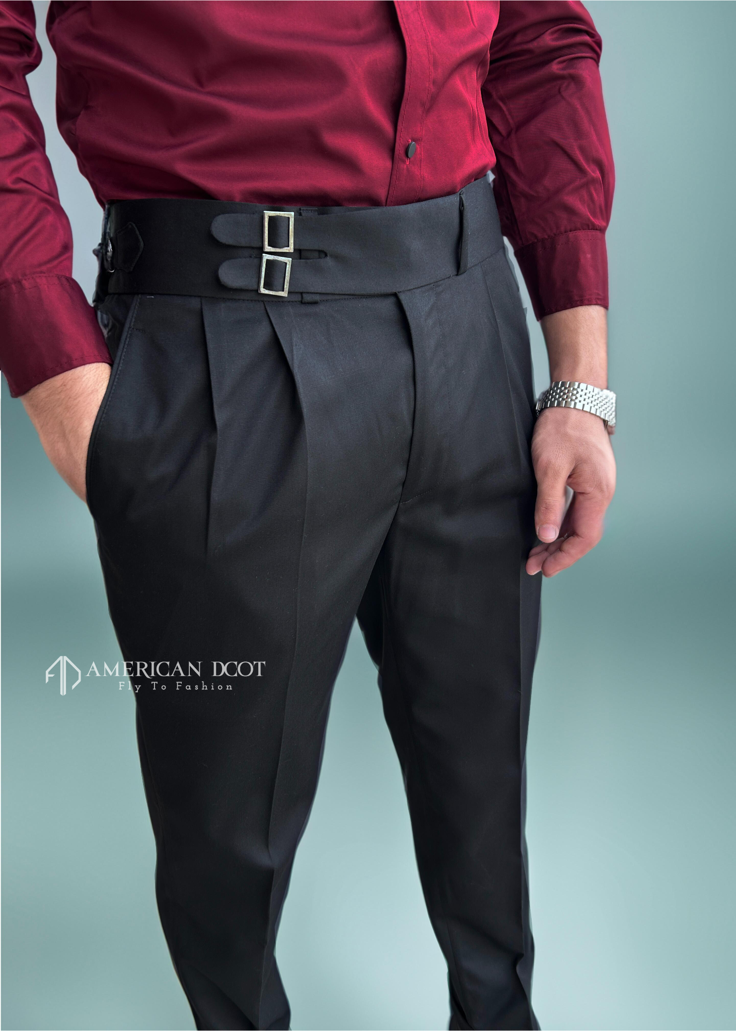 Black Double Buckle Gurkha Pants by American Dcot