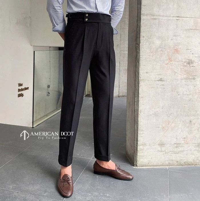 Black Signature Double Button Gurkha Pant By American Dcot