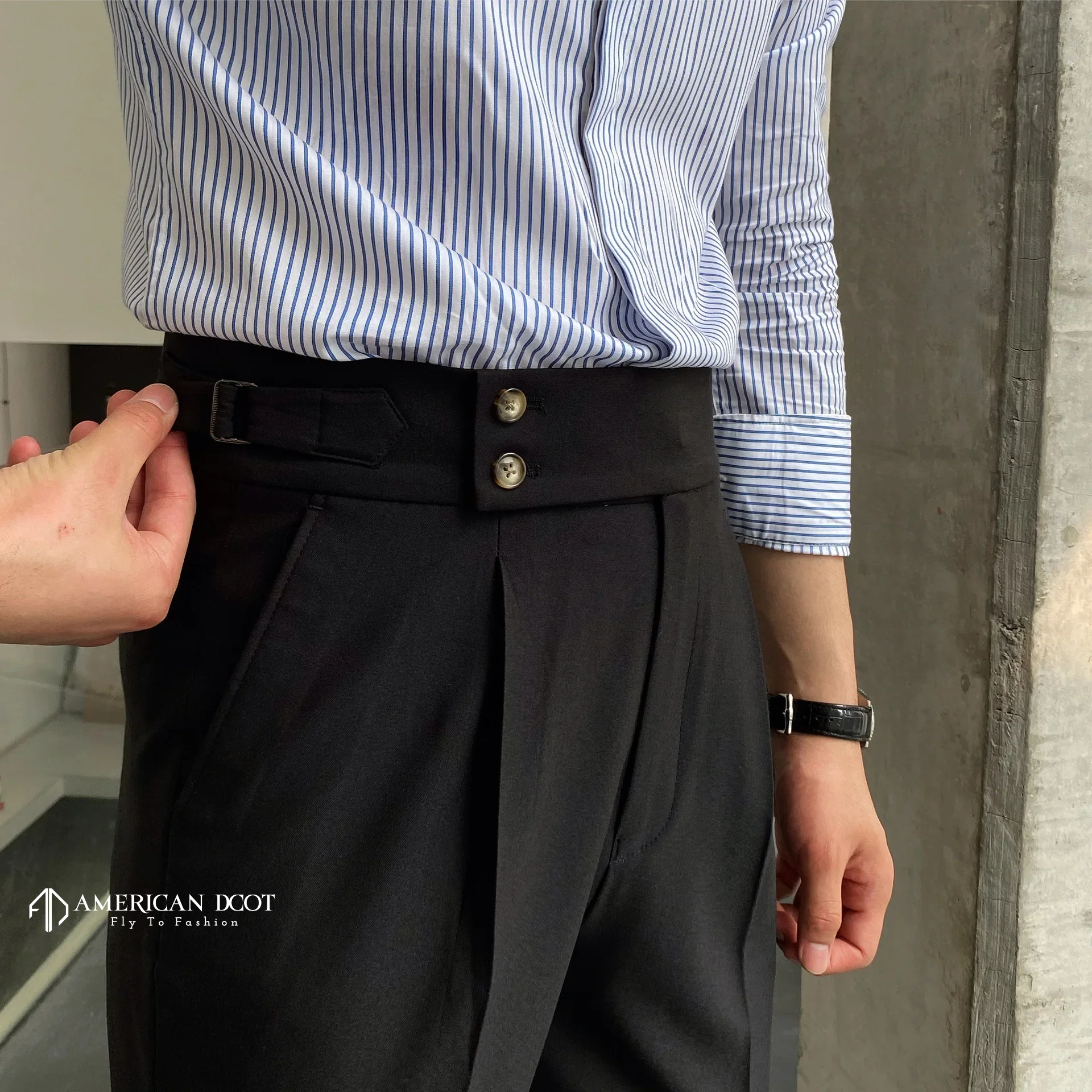Black Signature Double Button Gurkha Pant By American Dcot