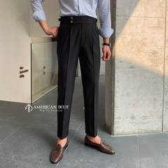 Black Signature Double Button Gurkha Pant By American Dcot