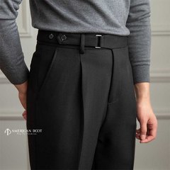 Black Vintage Formal Double Buttoned Slim Fit Gurkha Pant