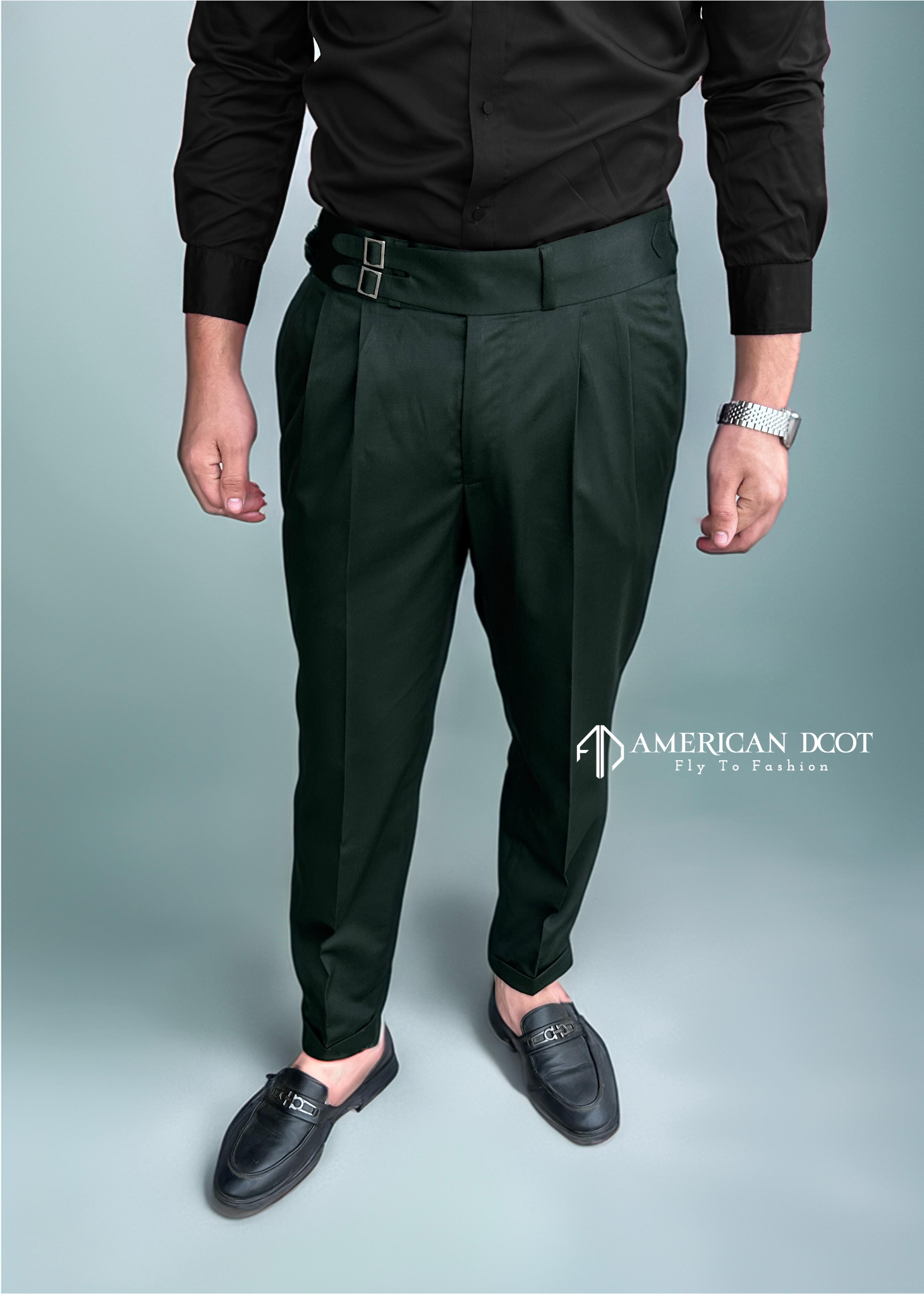 Bottle Green Double Buckle Gurkha Pant By American Dcot