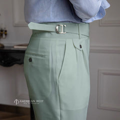 Green Cyan Detachable Buckle Gurkha Pant By American Dcot