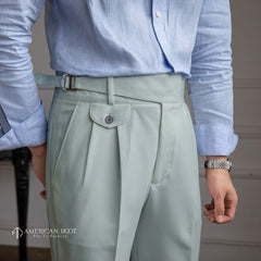 Green Cyan Detachable Buckle Gurkha Pant By American Dcot