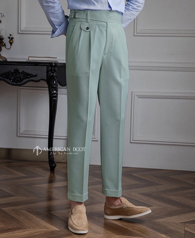 Green Cyan Detachable Buckle Gurkha Pant By American Dcot