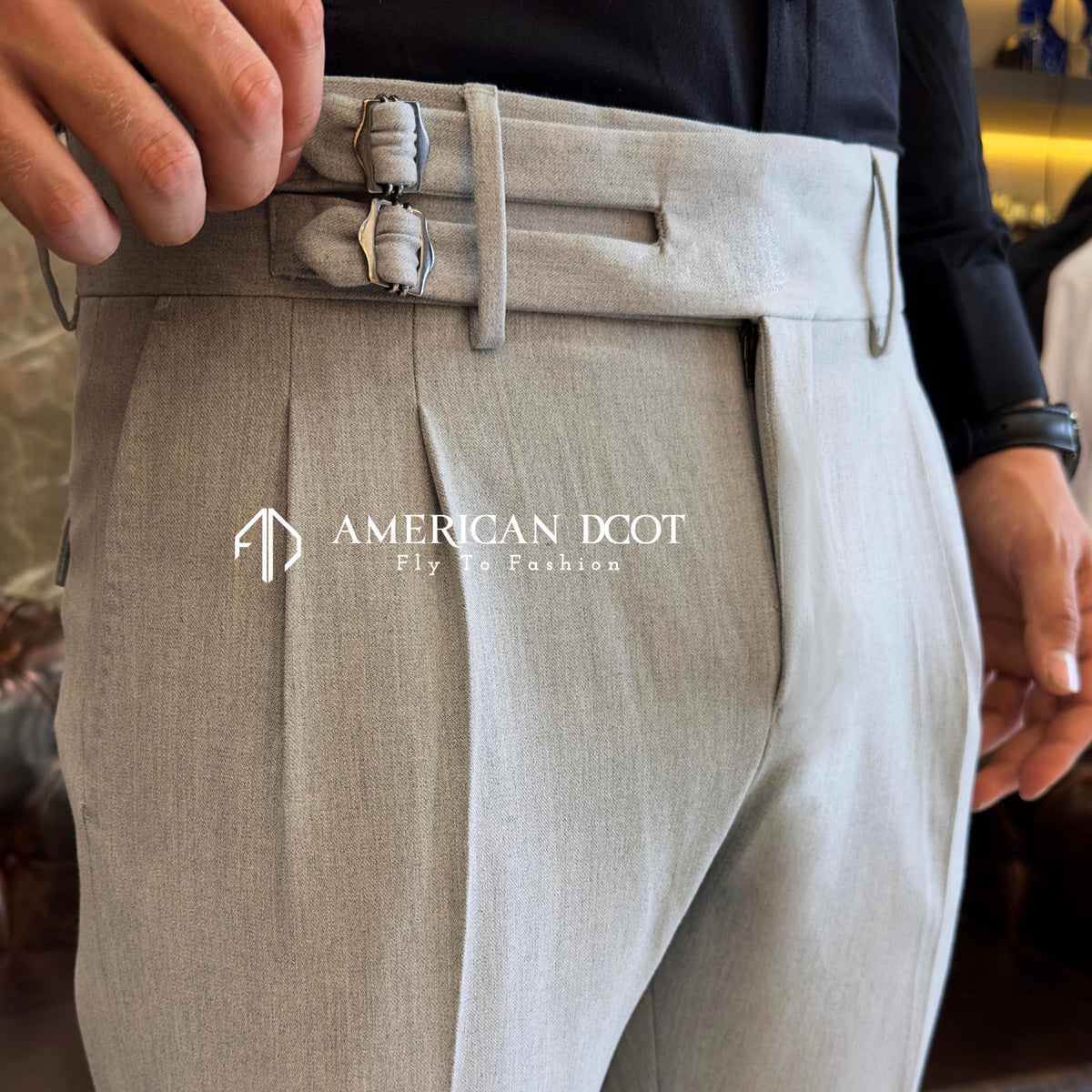 Grey Double Buckle Gurkha Pants by American Dcot