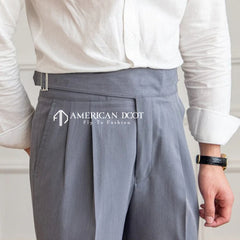 Stone Grey Classic Double Buckle Gurkha Pant By American Dcot