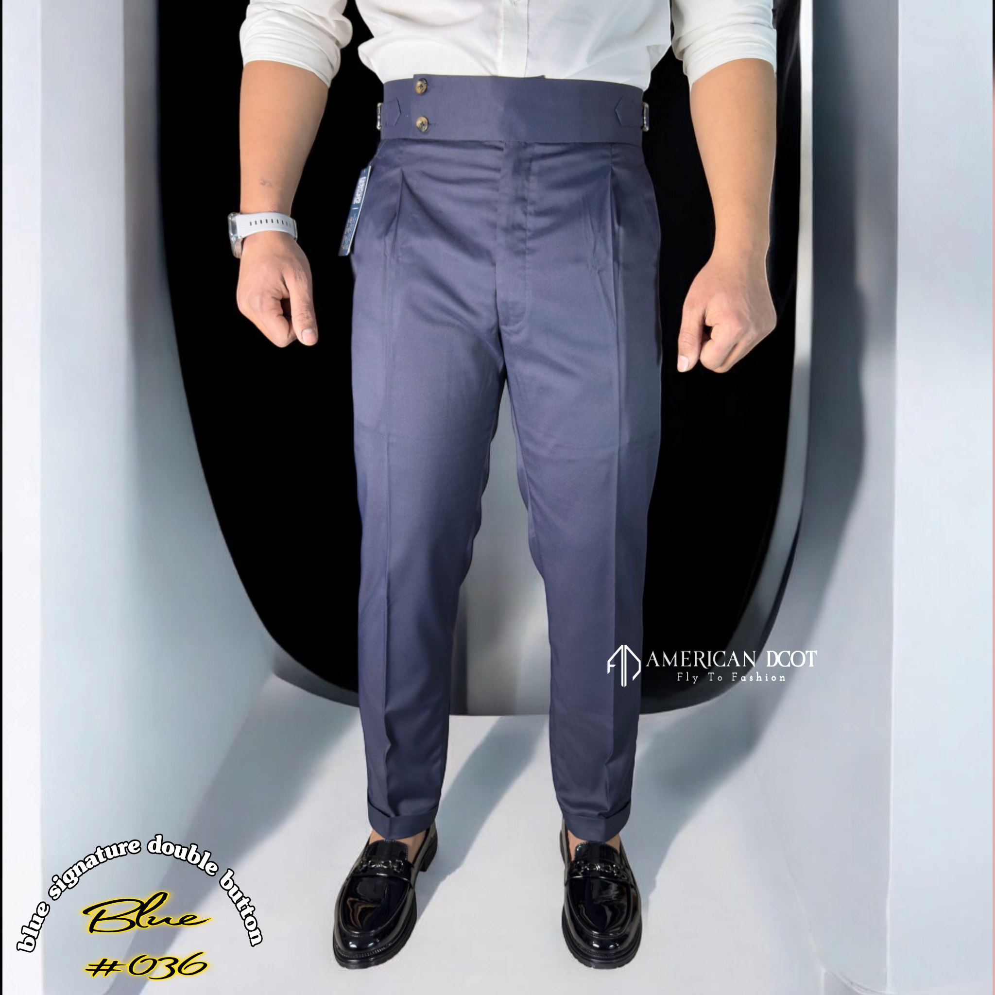 Navy Blue Signature Button Gurkha Pant By American Dcot