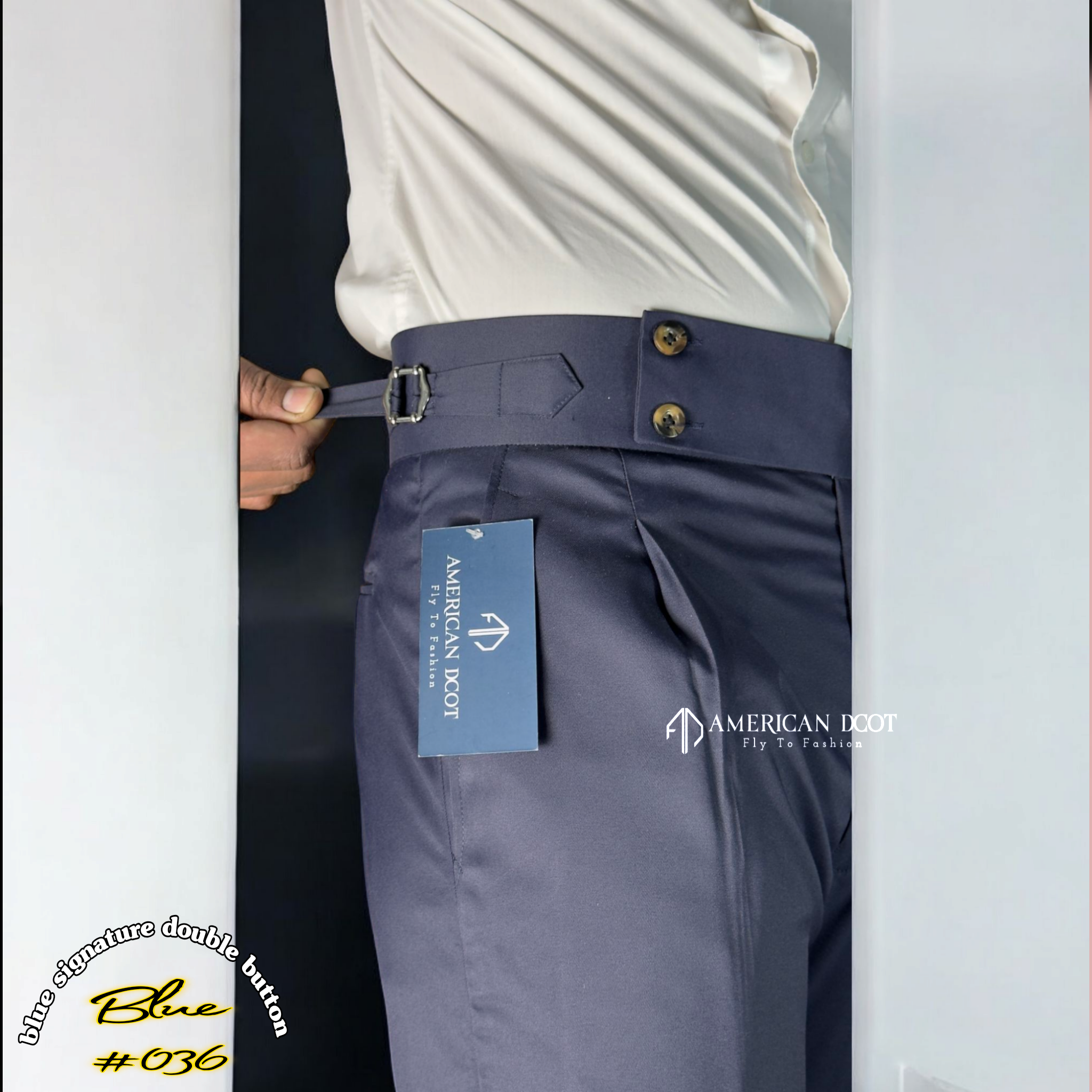 Navy Blue Signature Button Gurkha Pant By American Dcot