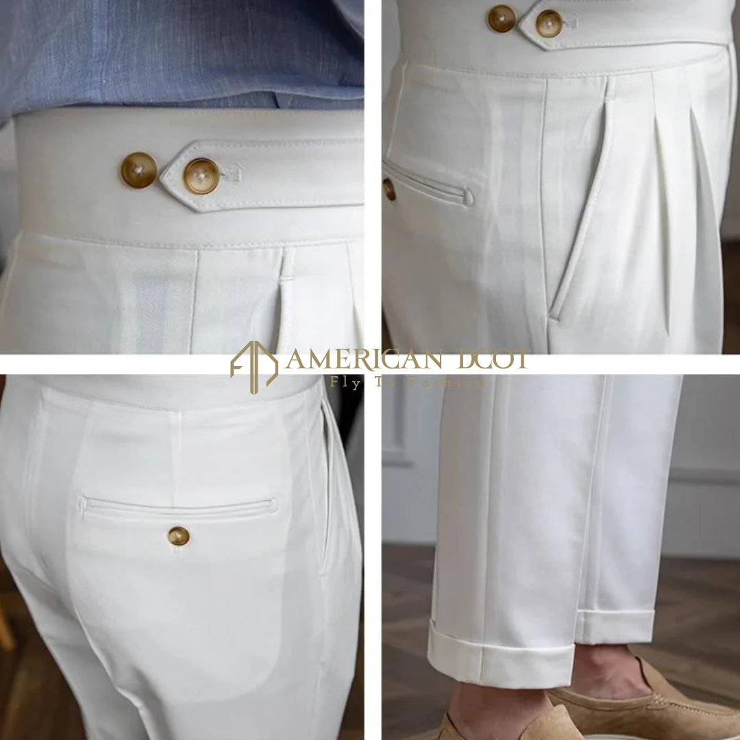 White Classic Double Button Gurkha Pant By American Dcot