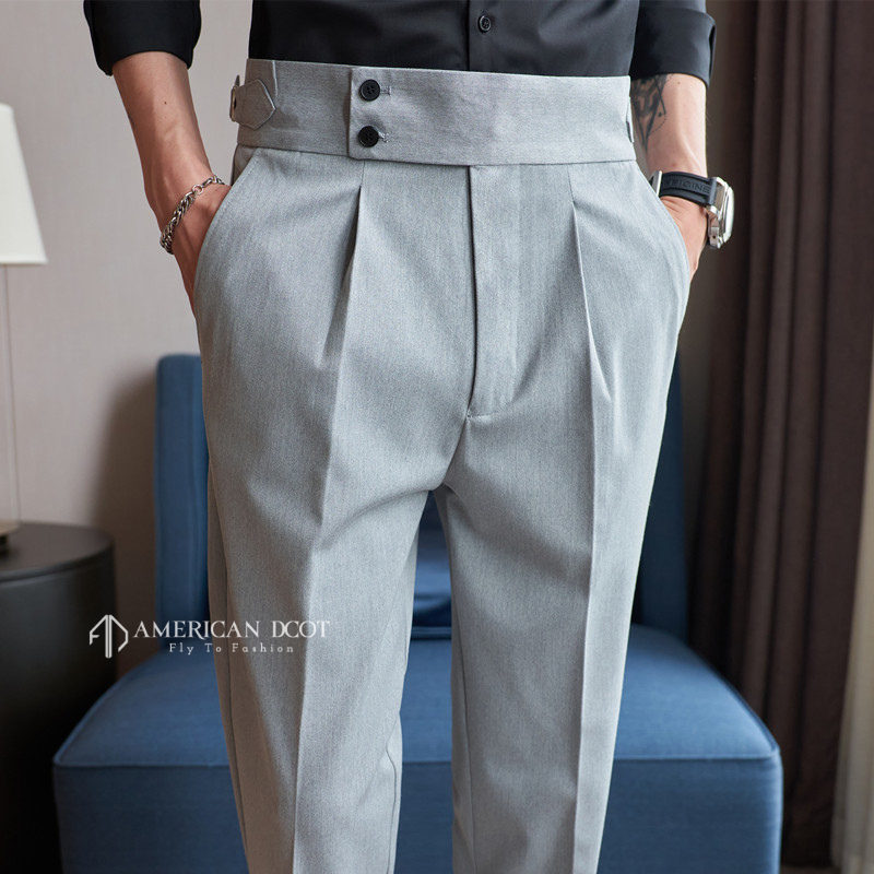 Grey Signature Double Button Gurkha Pant By American Dcot