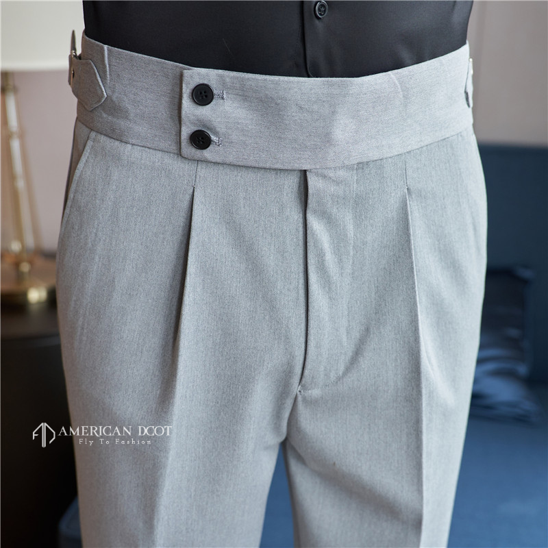 Grey Signature Double Button Gurkha Pant By American Dcot