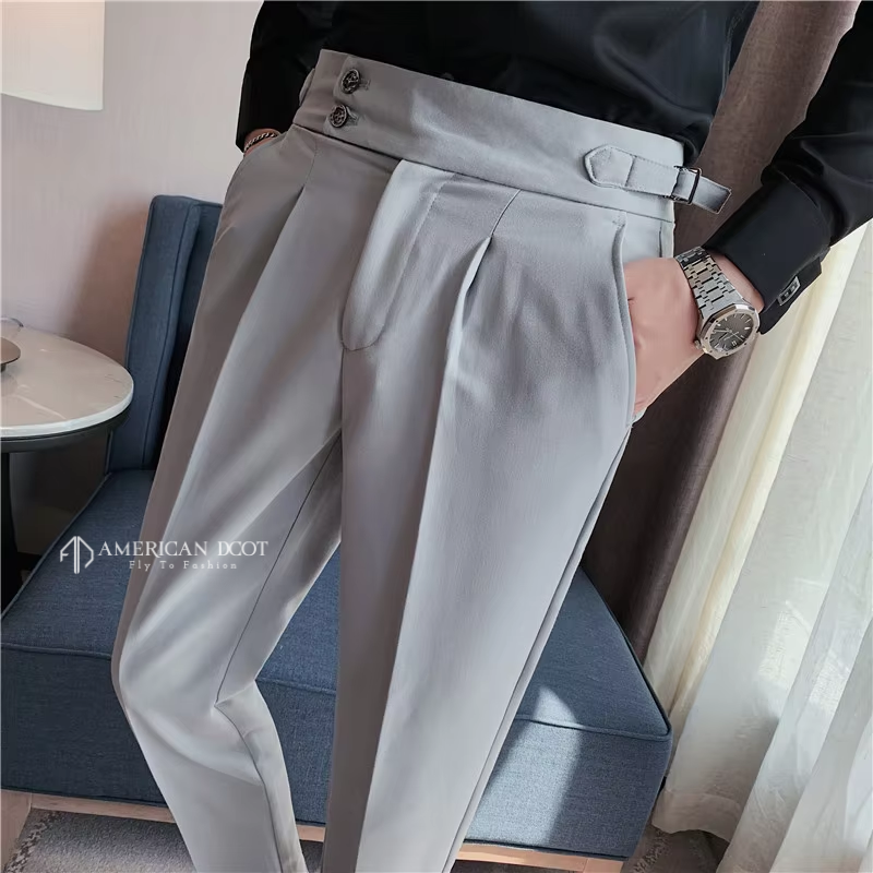 Grey Signature Double Button Gurkha Pant By American Dcot