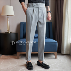 Grey Signature Double Button Gurkha Pant By American Dcot