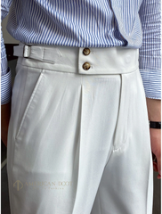 White Signature Double Button Gurkha Pant By American Dcot